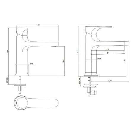 Cersanit Inverto - Mitigeur de lavabo, doré S951-297