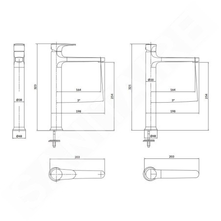 Cersanit Inverto - Mitigeur de lavabo, noir S951-303