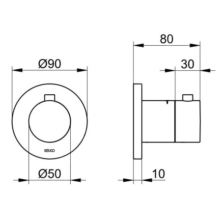 Keuco IXMO - Mitigeur thermostatique encastré, chrome 59553010001