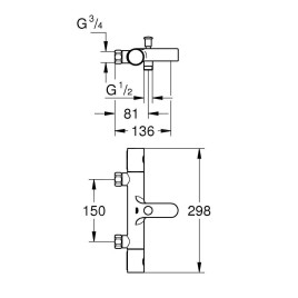 Grohe Grohtherm 800 Cosmopolitan - Mitigeur thermostatique de baignoire, chrome 34770000