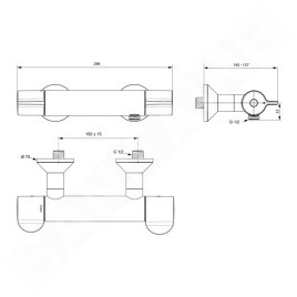 Ideal Standard Ceraplus II - Mitigeur thermostatique mural de douche, chrome A6870AA