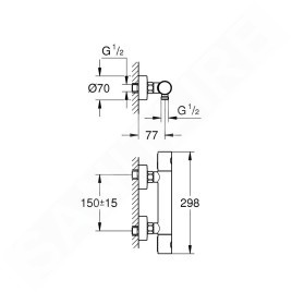 Grohe Grohtherm 1000 Cosmopolitan - Mitigeur thermostatique de douche M, supersteel 34065DC2