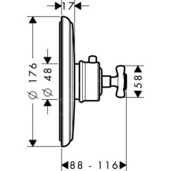 Axor Montreux - Mitigeur thermostatique encastré haut débit, chrome 16815000