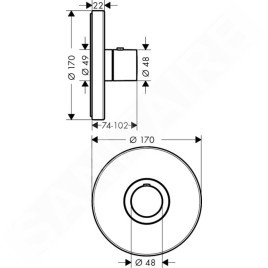 Axor ShowerSelect - Mitigeur thermostatique haut débit Highflow encastré, chrome 36721000