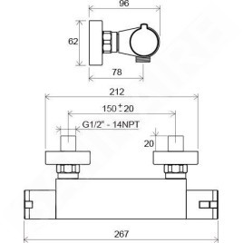 Ravak Termo - Mitigeur thermostatique de douche Termo 200, TE 072.00/150, chrome X070051