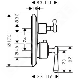 Axor Montreux - Mitigeur thermostatique encastré avec vanne d’arrêt, nickel brossé 16801820
