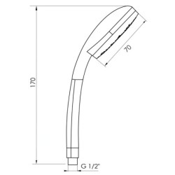 Aqualine Douches - Pommeau de douche,1 jet, chrome HY815C