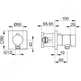 Keuco IXMO - Mitigeur thermostatique de douche SOLO encastré avec corps d'encastrement, chrome 59554010022
