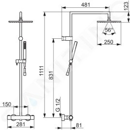 Hansa Prisma - Colonne de douche thermostatique mural, chrome 58099113