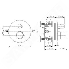 Ideal Standard CeraTherm - Mitigeur de douche thermostatique encastré, noir A5813XG
