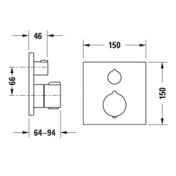 Duravit C.1 - Mitigeur thermostatique de douche encastré, noir mat C14200015046