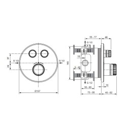 Ideal Standard CeraTherm Navigo - Mitigeur de douche thermostatique encastré pour 2 sorties, Silver Storm A7296GN
