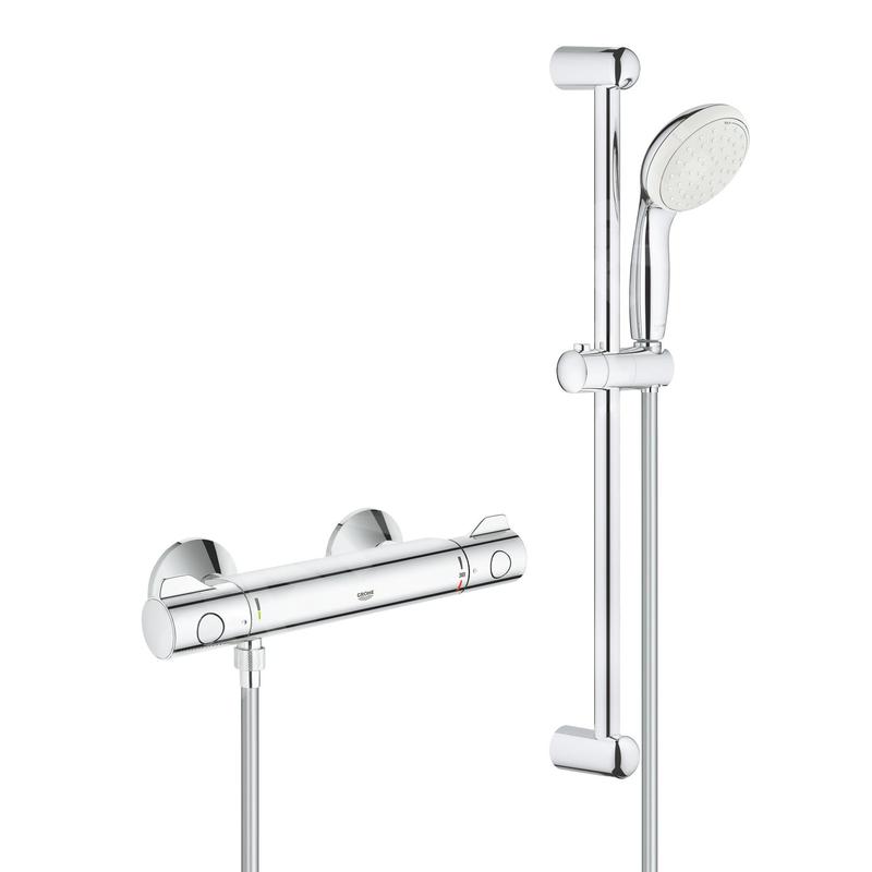 Grohe Grohtherm 800 - Mitigeur thermostatique de douche avec set de douche de 600 mm, 2 courants, chrome 34565001
