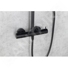 Sapho Mia - Set de douche avec mitigeur, diamètre 200 mm, 1 jet, noir MA139B