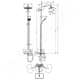 Hansgrohe Croma - Colonne de douche Showerpipe avec mitigeur thermostatique de baignoire, 1jet, chrome 27687000