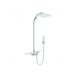 Kludi Cockpit - Le set de douche Discovery avec thermostat, 400x260 mm, blanc/chrome 8020091-00