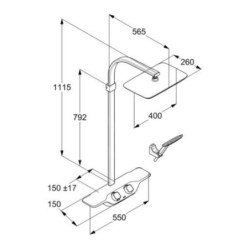 Kludi Cockpit - Le set de douche Discovery avec thermostat, 400x260 mm, blanc/chrome 8020091-00