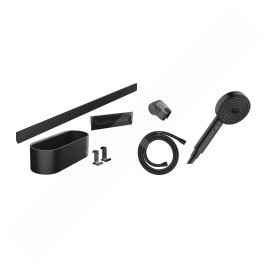 Hansgrohe WallStoris - Set de pommeau de douche 105, 3 jets et accessoires de salle de bain, noir mat 24291670