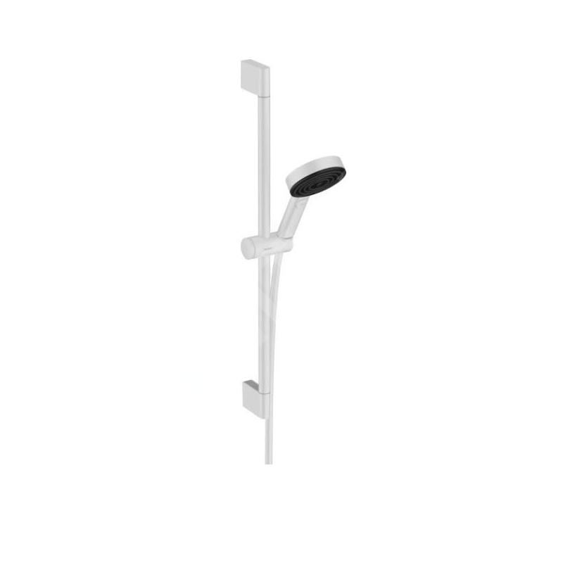 Hansgrohe Pulsify Select - Set de pommeau de douche, 3 jets, barre de 669 mm et flexible, blanc mat 24160700