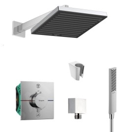 SANITINO - Set de douche avec thermostat et corps encastré hansgrohe, accessoires kielle, chrome SANI21HHK003