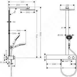Hansgrohe Raindance E - Set de douche Showerpipe 300 avec thermostat 600, chrome 27363000