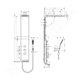 Hansgrohe Raindance New - Panneau de douche Lift 180 2 jets, chrome mat 27008000