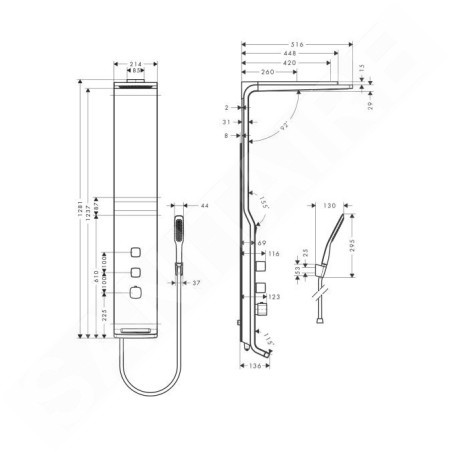 Hansgrohe Raindance New - Panneau de douche Lift 180 2 jets, chrome mat 27008000