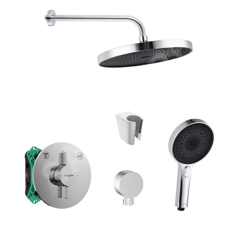 SANITINO - Set de douche avec mitigeur et corps encastré hansgrohe, accessoires kielle, chrome SANI21HKK000