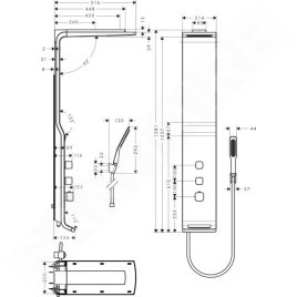 Hansgrohe Raindance New - Panneau de douche Lift 180 2jet, blanc/chrome 27008400