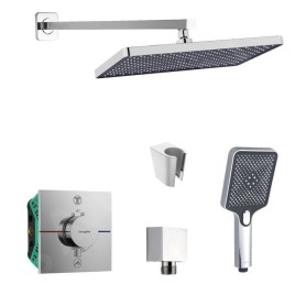 SANITINO - Set de douche avec thermostat et corps encastré hansgrohe, accessoires kielle, chrome SANI21HKK003