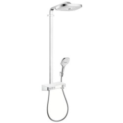 Hansgrohe Raindance Select E - Set de douche Showerpipe 300 avec thermostat ShowerTablet Select, 3 jets, blanc/chrome 27127400