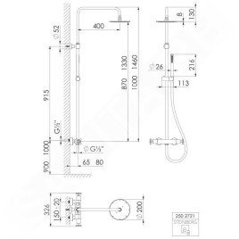 Steinberg 250 - Ensemble de douche avec thermostat, diamètre 200 mm, chrome 250 2721