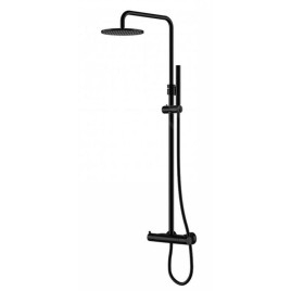 Steinberg 100 - Ensemble de douche avec thermostat, diamètre 200 mm, noir mat 100 2721 S