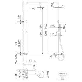 Steinberg 100 - Ensemble de douche avec thermostat, diamètre 200 mm, noir mat 100 2721 S