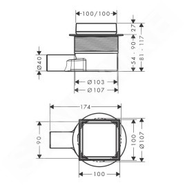 Hansgrohe RainDrain Point - Bonde de sol, 10 x 10 cm, inox brossé 56247800