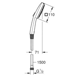 Grohe Vitalio Comfort - Pommeau de douche avec flexible 150 cm, 2 jets, chrome 26973001