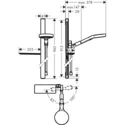 Hansgrohe Rainfinity - Ensemble de pommeau de douche 130, 3jet, barre de douche 900 mm et flexible, chrome 27671000