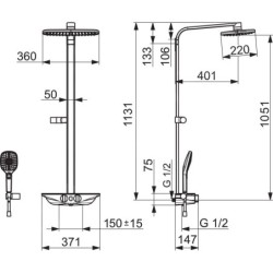 Hansa Emotion - Le set de douche Wellfit avec thermostat, 360x220 mm, blanc/chrome 5865017282