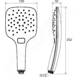 Ravak Douches - Pommeau de douche, 3 jets, chrome X07P348