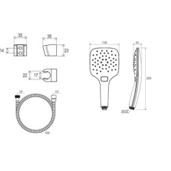 Ravak Douches - Pomme de douche, support et flexible 907.00, chromé/blanc X07S010