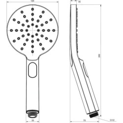 Ravak Douches - Pommeau de douche Flat 956.00, 120 mm, 3 jets, chrome X07P233