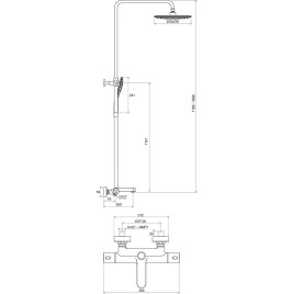 Ravak Termo - Set de douche 300, TE 092.00/150 avec thermostat de baignoire, 250 mm, blanc/chrome X070098