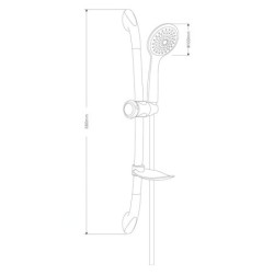 Aqualine Douches - Set de douche Tiana avec pommeau, support, tige et flexible, chromé 11446