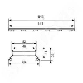 Tece TECEdrainline - Grille pour pavage 900 mm, acier inoxydable 600972