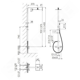 Steinberg 160 - Set de douche avec thermostat, 145x220mm, chrome 160 2721