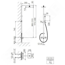 Steinberg 120 - Set de douche avec thermostat, 200x145 mm, chrome 120 2720 1
