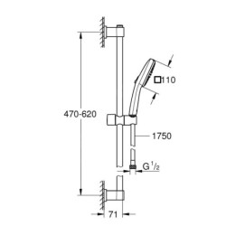 Grohe Vitalio Comfort - Set de pommeau de douche, barre et flexible, 2 jets, chrome 26928001