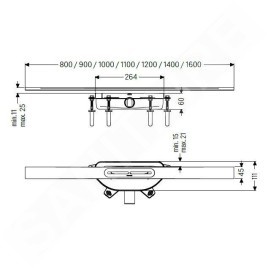Kessel Linearis Infinity - Caniveau de douche 90 cm, avec grille, acier inoxydable brossé 45300.09