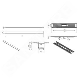 I-Drain Liquid - Caniveau de douche 70 cm, avec grille, béton foncé EP5.SS.0700.D