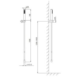 Cersanit Zen - Set de  pommeau de douche, support et flexible, gun metal S951-618
